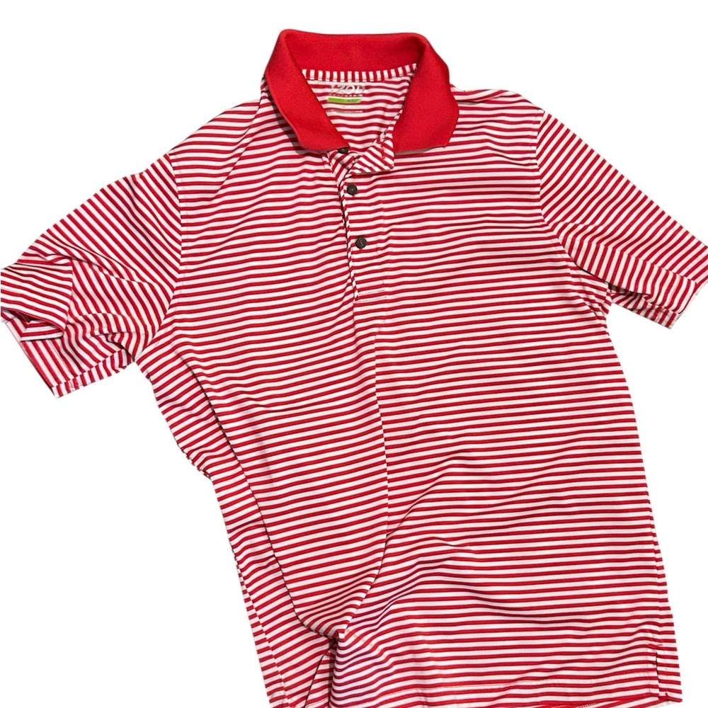 Izod Red and White Striped Golf Polo